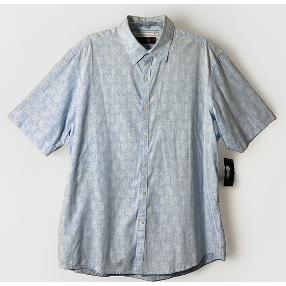 Tasso Elba Other - Tasso Elba Blue White Floral Cotton Short Sleeve Button Down Shirt Men's Size  L